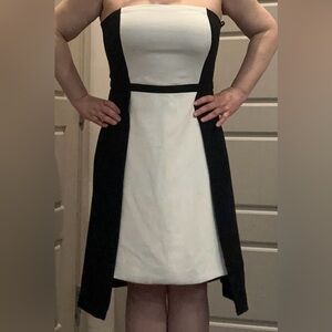 WHBM size 10 black tie sleeveless dress black and white